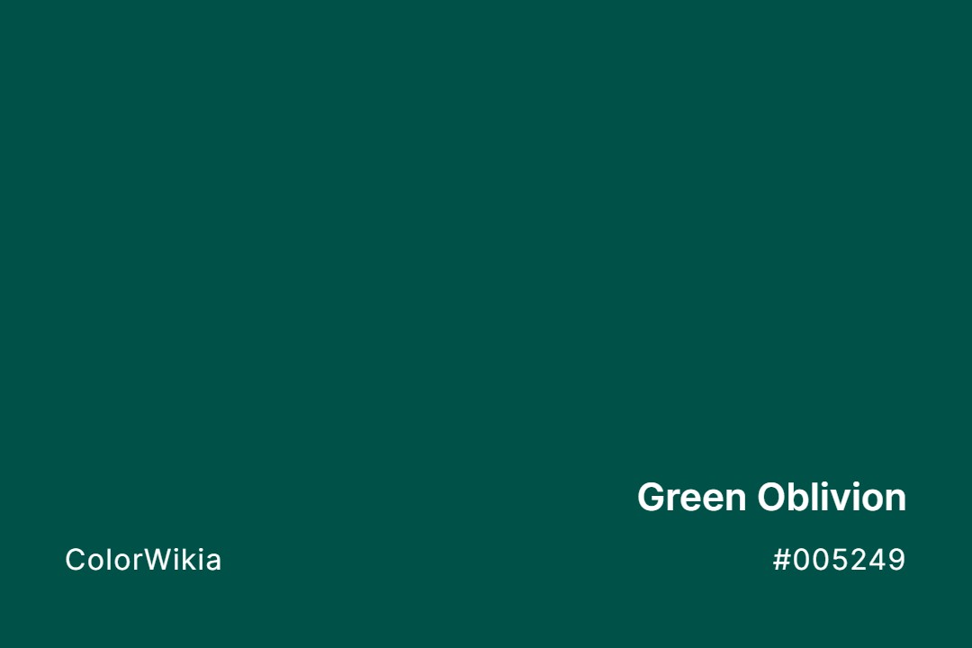Green Oblivion Color – #005249: Codes and Complete Breakdown
