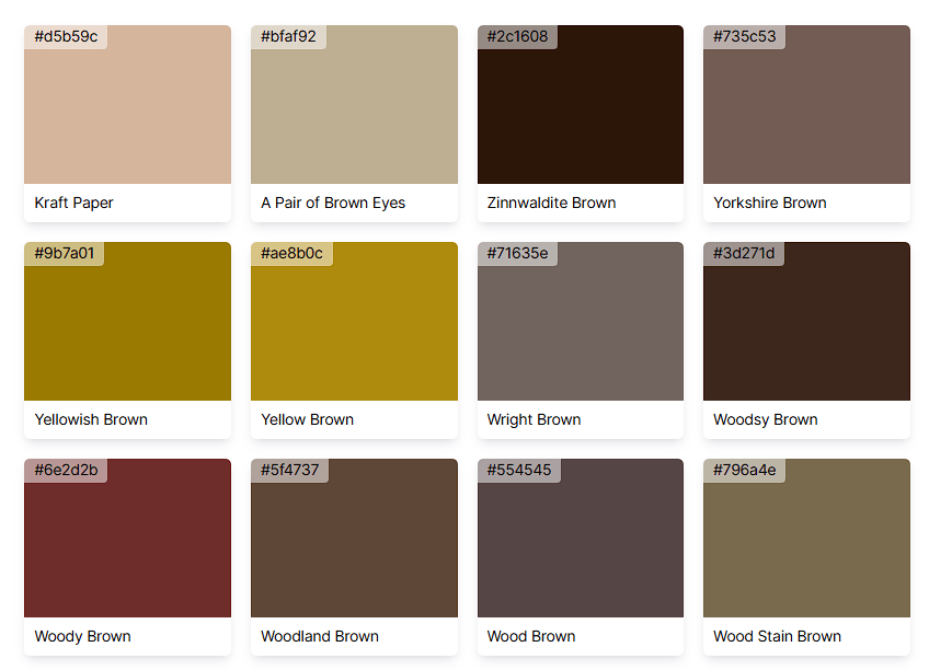 Variety of Brown Shades